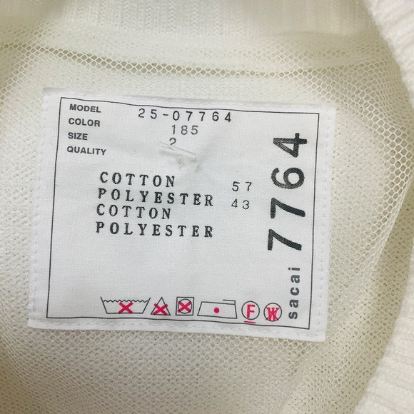 SACAI WHITE / BLUE COTTON POPLIN AND KNIT DRESS - Picture 4 of 6